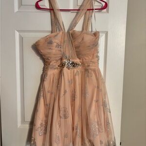 Elegant Peach and Silver Dress